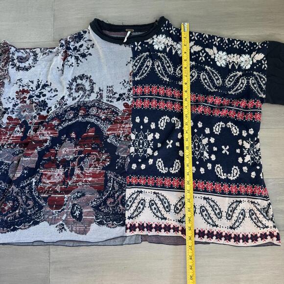 Free People Patchwork Pattern Paisley Poncho Sweater - Picture 7 of 10
